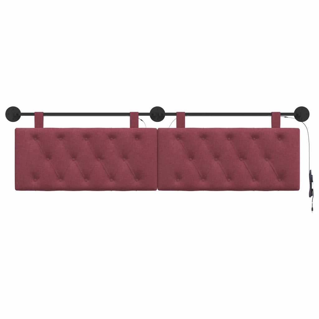 Testiera sospesa Con luce LED Rosso Vino Tessuto