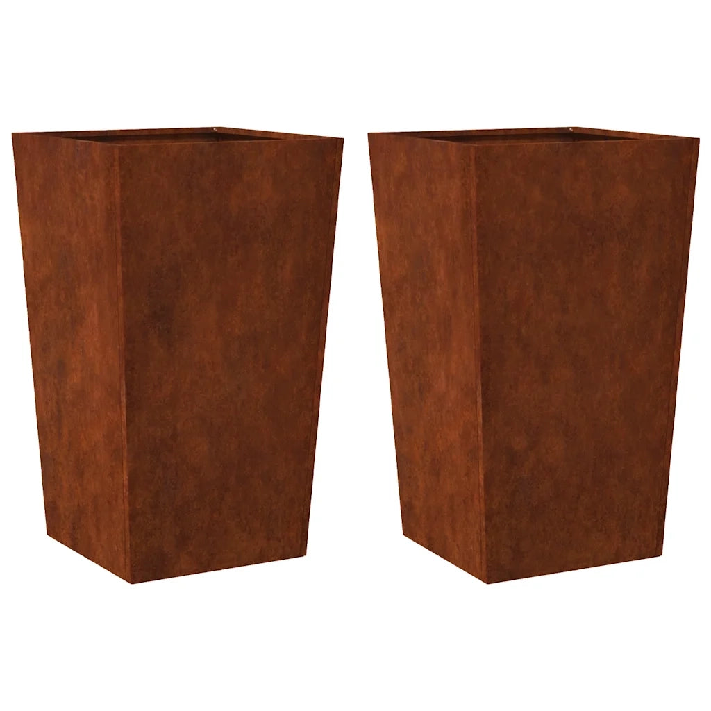Fioriere da Giardino 2 pz 45x45x75 cm in Acciaio Corten