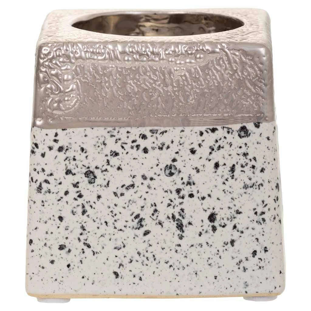 Portacandele in ceramica argento 10x10x10h