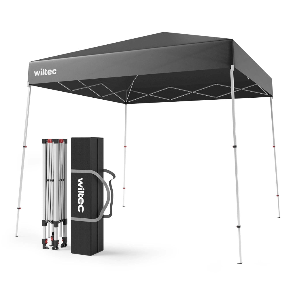 Gazebo pieghevole grigio, 2,5 x 2,5 x 2,7 m con chiusura centrale, Tenda per fiere eventi mercati