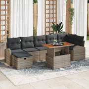 Set Divano da Giardino con cuscino 8 pcs Grigio polyrattan