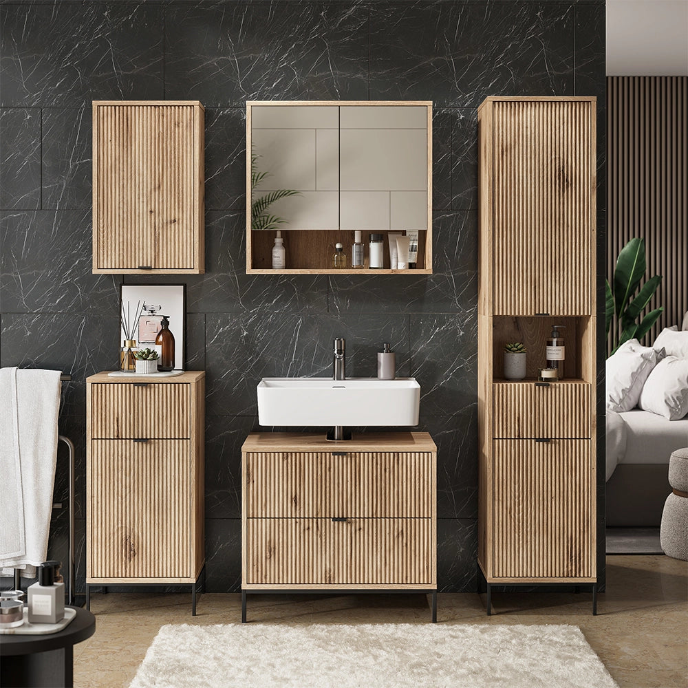 Vicco Set di mobili da bagno Quercia vichinga 5 parti