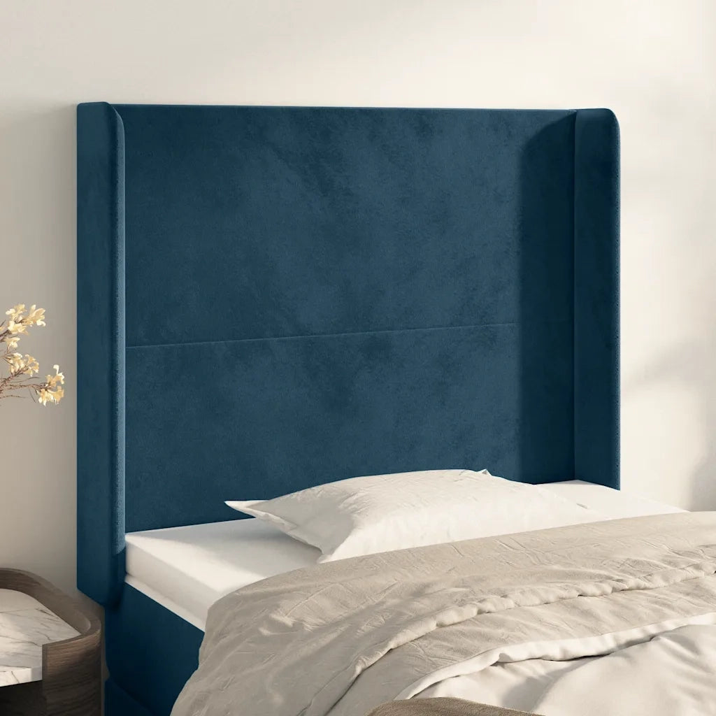 Testiera ad Orecchio Blu Scuro 93x16x118/128 cm in Velluto 3119340
