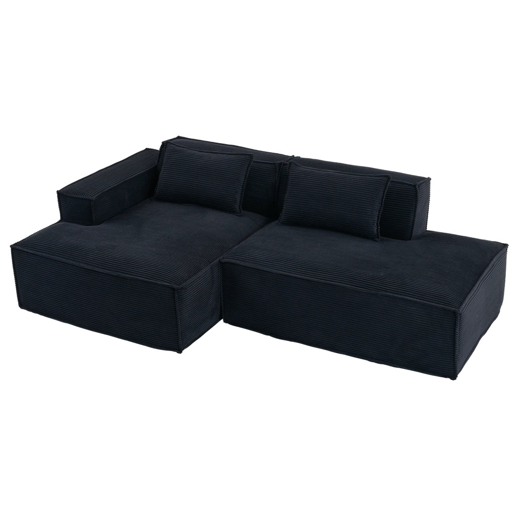 Divano 235x129x70 cm nero in poliestere; design compatto