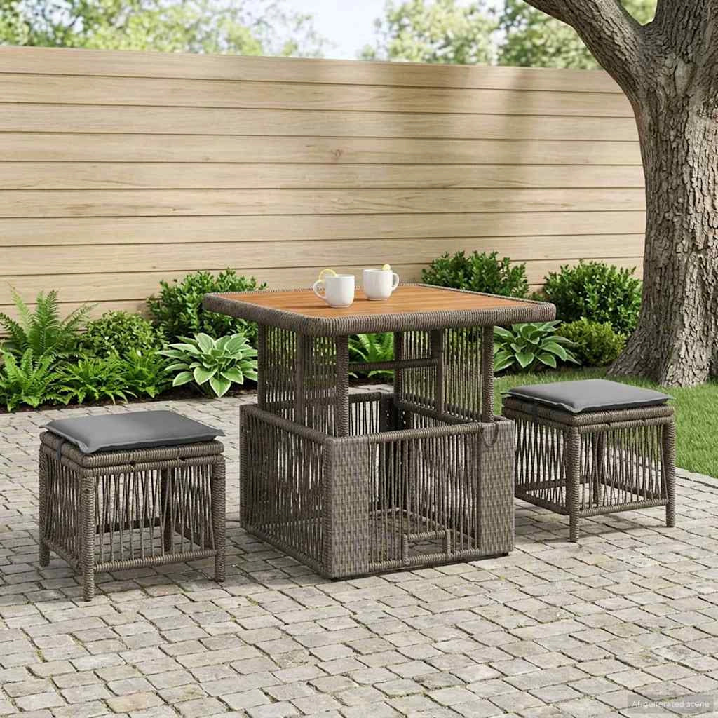 Set da Pranzo per Giardino 3 pz Grigio e Grigio Scuro 42026748