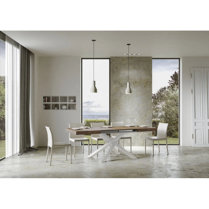 Tavolo allungabile 140/400x90 cm Volantis telaio Bianche - Noce