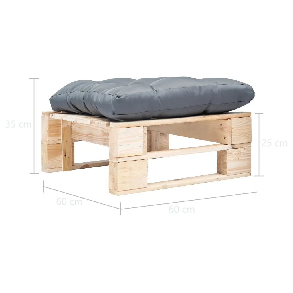Ottomana Pallet da Giardino con Cuscino Grigio Legno Naturale CFW5778556