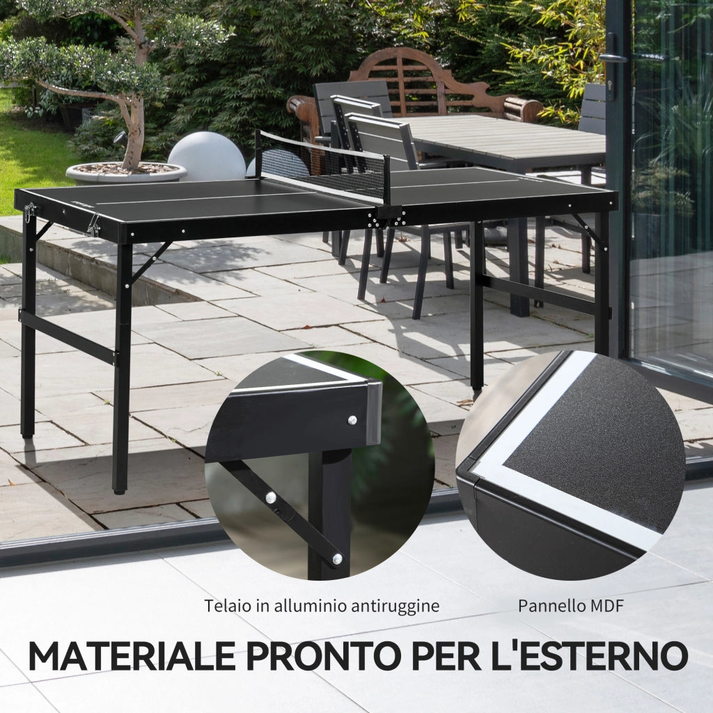 Tavolo Ping Pong Pieghevole ¨C Xylo ¨C Alluminio e Legno, 152x76x72 cm, Nero