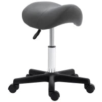 Sgabello a Rotelle Regolabile in Altezza, Girevole, in Ecopelle, 48 x 47 x 45-57 cm, Grigio