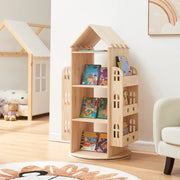 Libreria Girevole per Cameretta Sanköre Scaffale Rotante Design Casetta 122x64x43 cm Legno Naturale [en.casa]
