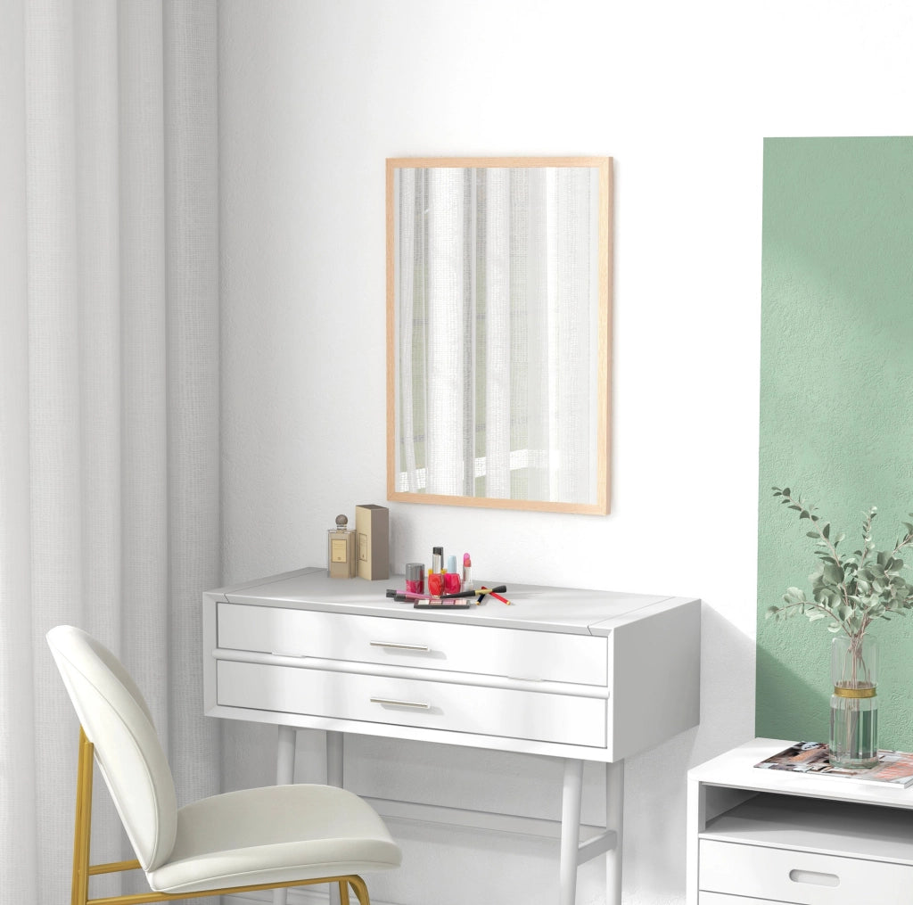 Specchio da parete rettangolare con 4 ganci, cornice in MDF, 50 x 70