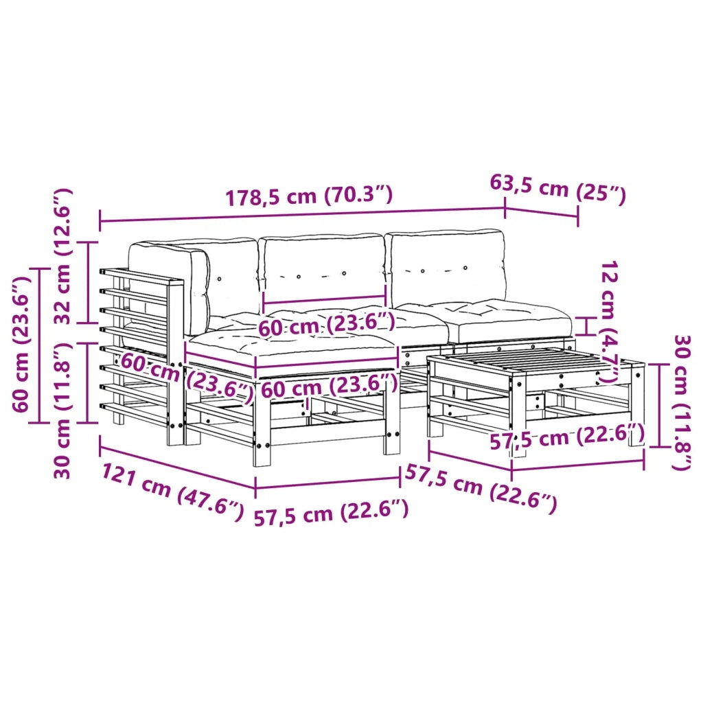 Set Lounge da Giardino 5 pcs Marrone Cerato