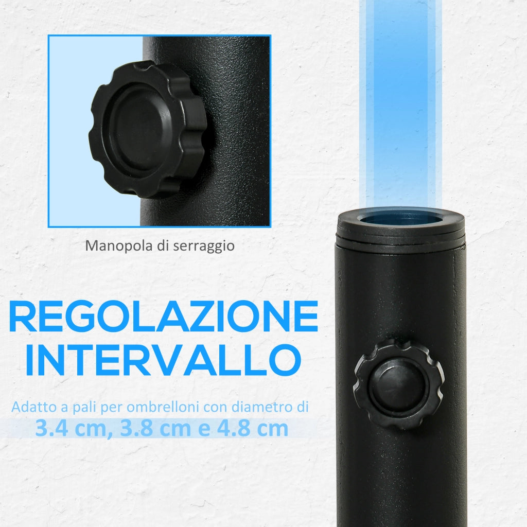 Base Supporto per Ombrellone da Terrazza 12x12x30 cm in Metallo Nero