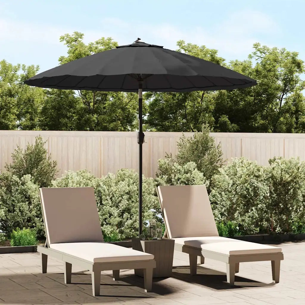 Ombrellone da Giardino-Ombrello da Balcone con Palo in Alluminio 270 cm Nero
