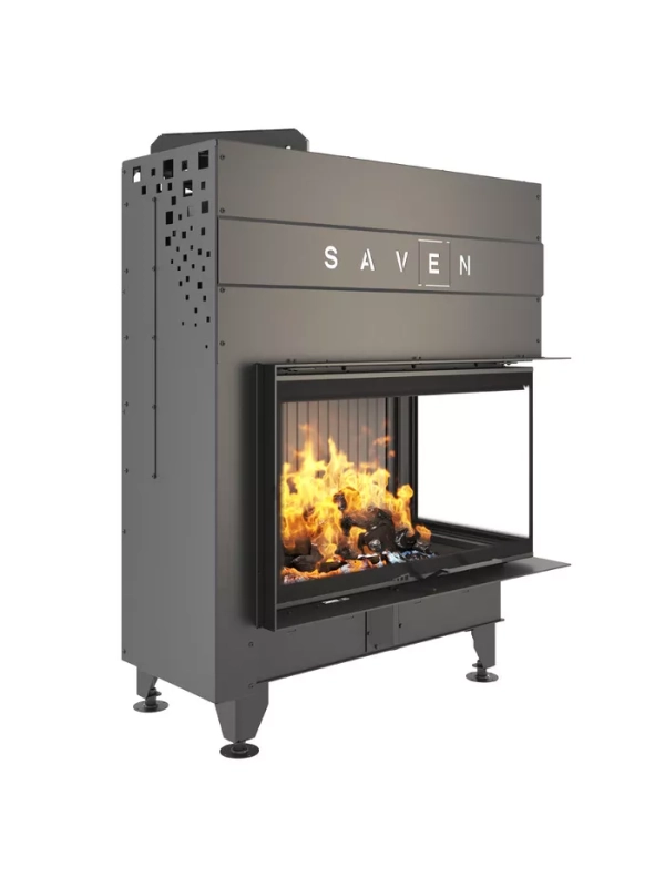 Caminetto ad angolo Nero Inserto Apertura destra Energy Up 85x50x47 (17,0 kW) ECO