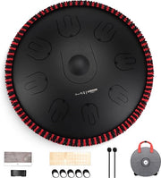 Tromba di mano 355 cm 17 note in Re minore design a doppia membrana - strumento a percussione manuale con tasca portatile - nero