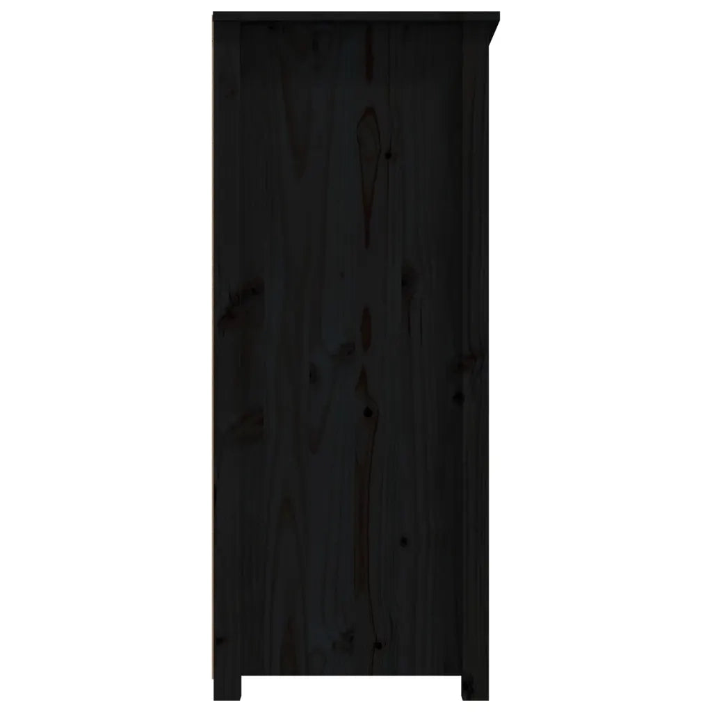 Credenza Nera 83x41,5x100 cm in Legno Massello di Pino 821516