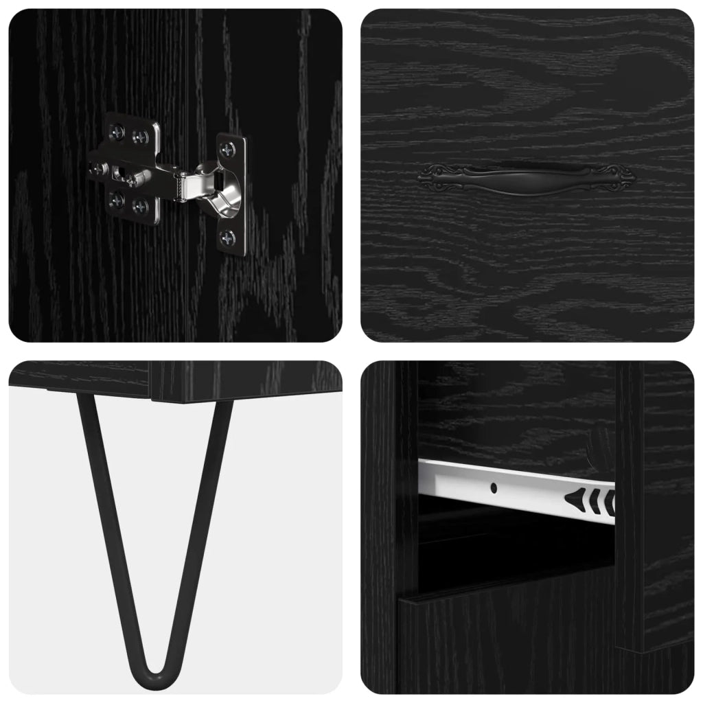 Credenza | Madia | Buffet da pranzo | Armadio da pranzo Rovere Nero 69,5 x 34 x 90 cm Legno multistrato
