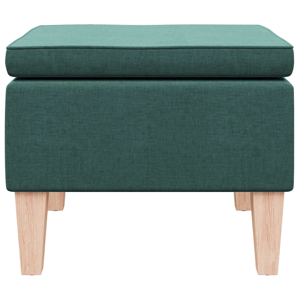 Poggiapiedi con Gambe in Legno Verde Scuro in Tessuto