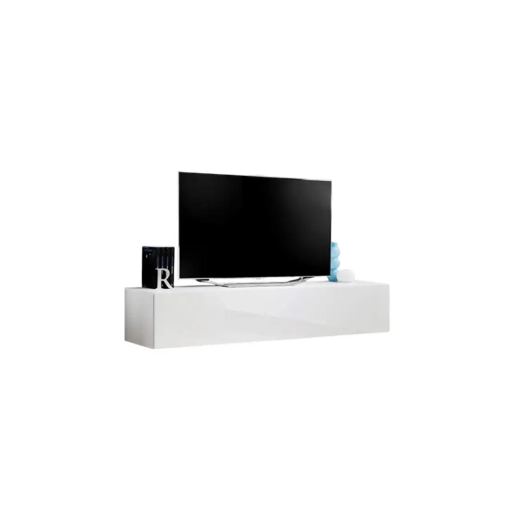 Mobile TV sospeso FLY - Design moderno - Bianco lucido - Sistema Push to Open
