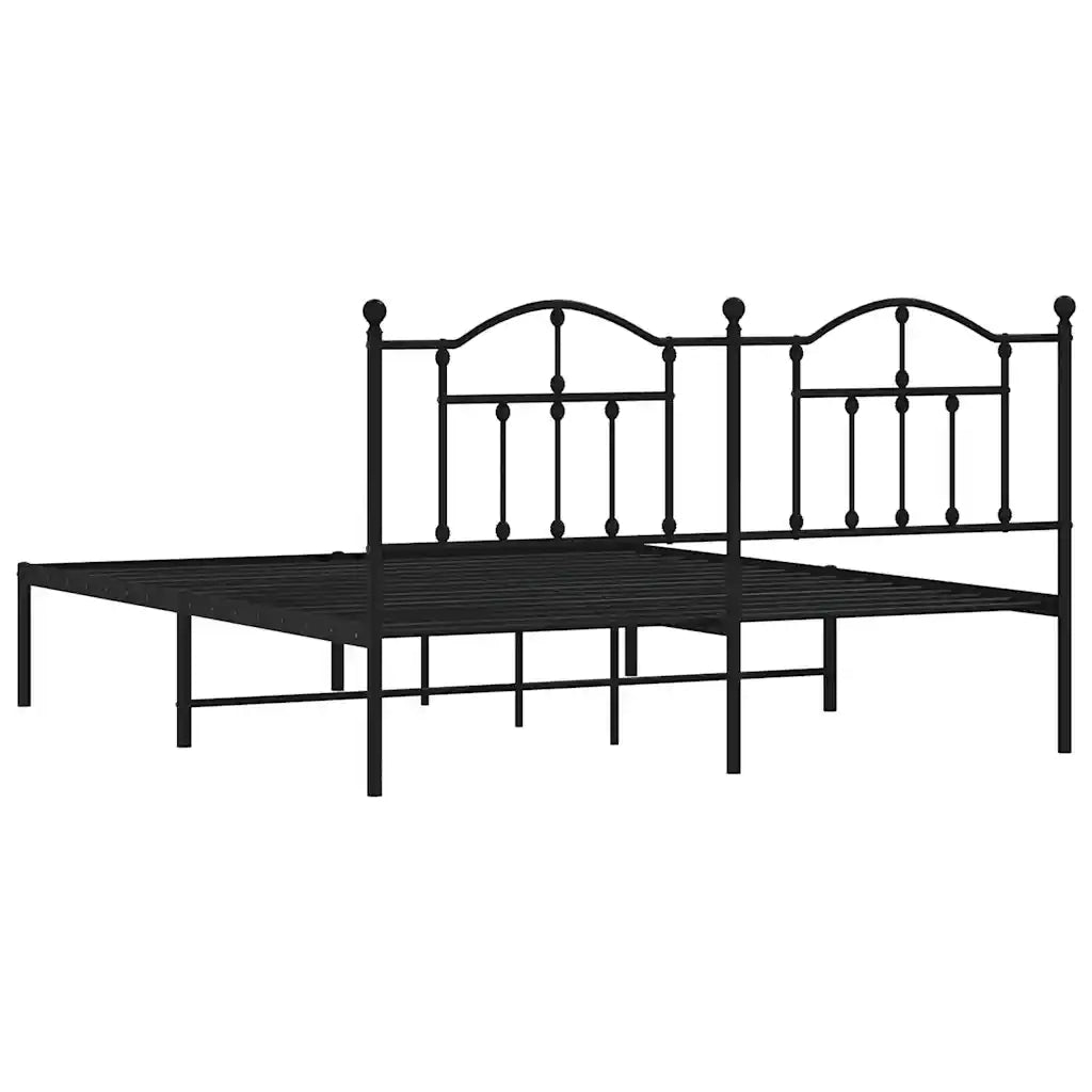 Giroletto con Testiera-Struttura Letto con testiera in Metallo Nero 183x213 cm 837366