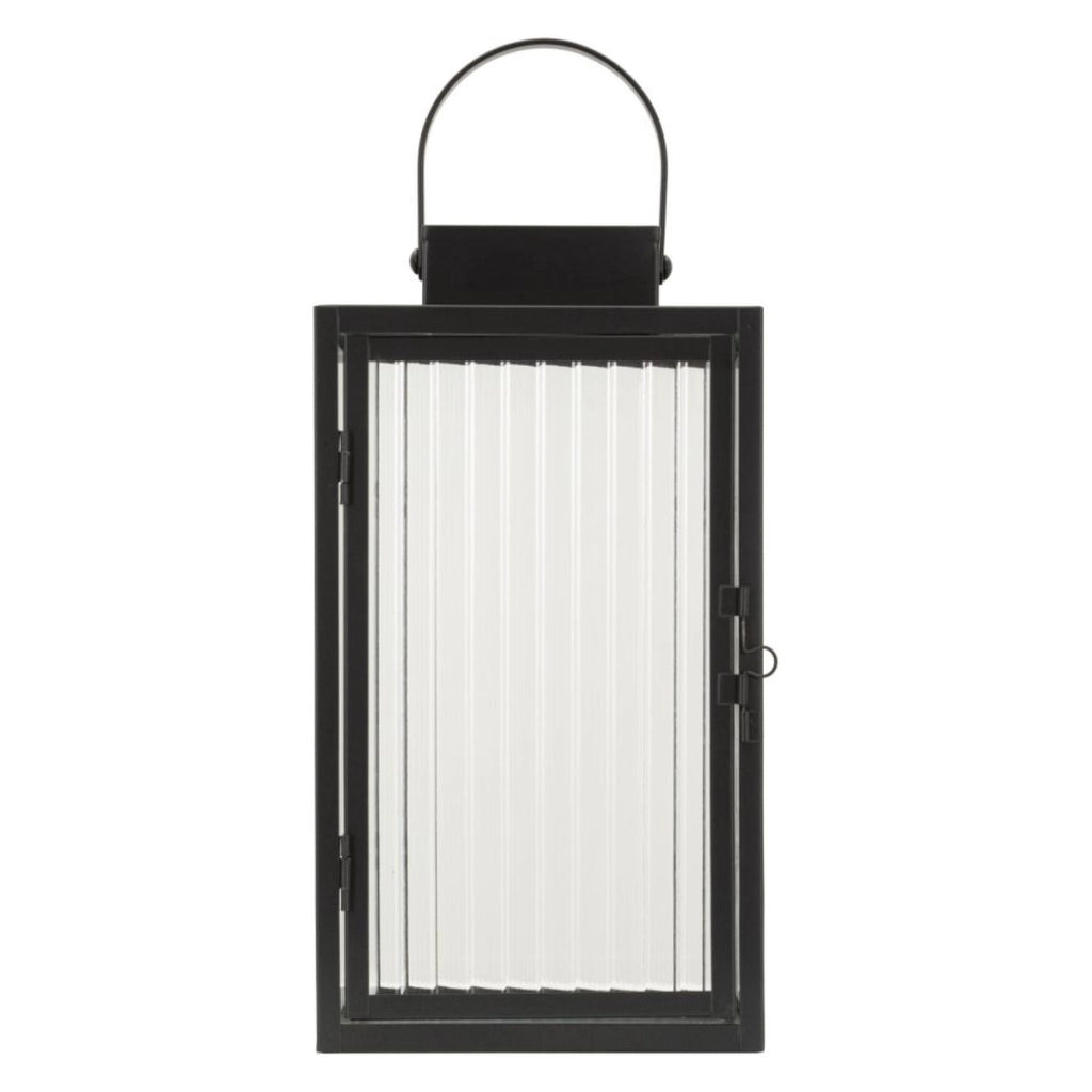 Lanterna Simply in metallo nero e vetro temperato zigrinato