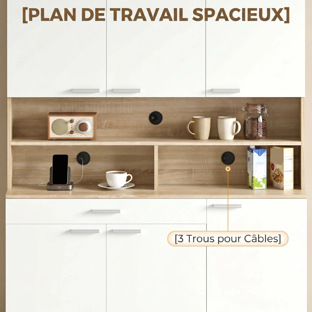 Buffet Cucina ¨C zephmum ¨C Bianco e Legno Naturale 120x40x175