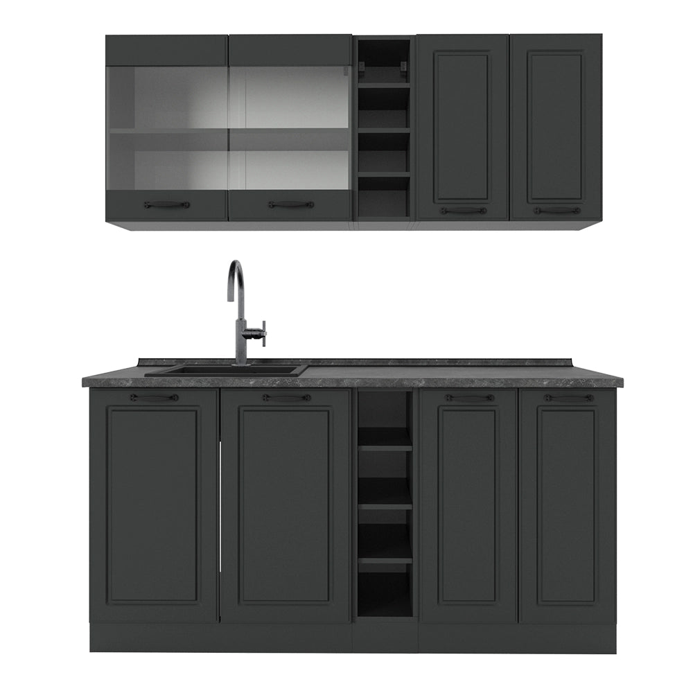 Vicco Cucina completa Casa di campagna antracite/antracite 160 cm , PL Antracite