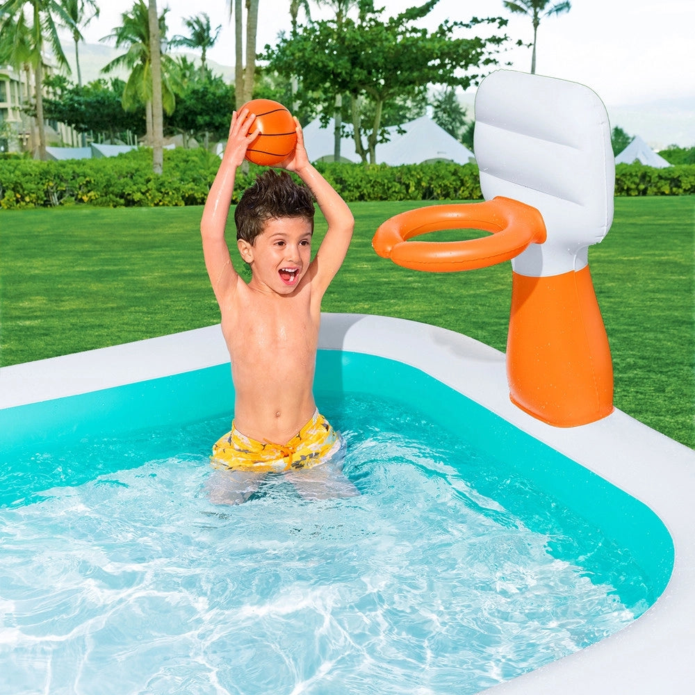 Trade Shop - Piscina Gonfiabile Familiare Con Canestro Da Basket Pallone 251x168x102 Cm Giardino 54445 -