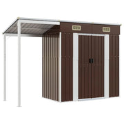 Casetta da giardino cabina ripostiglio casetta da esterno robusta casetta per attrezzi con tetto estensibile 277 x 110,5 x 181 cm acciaio marrone 02_0022219