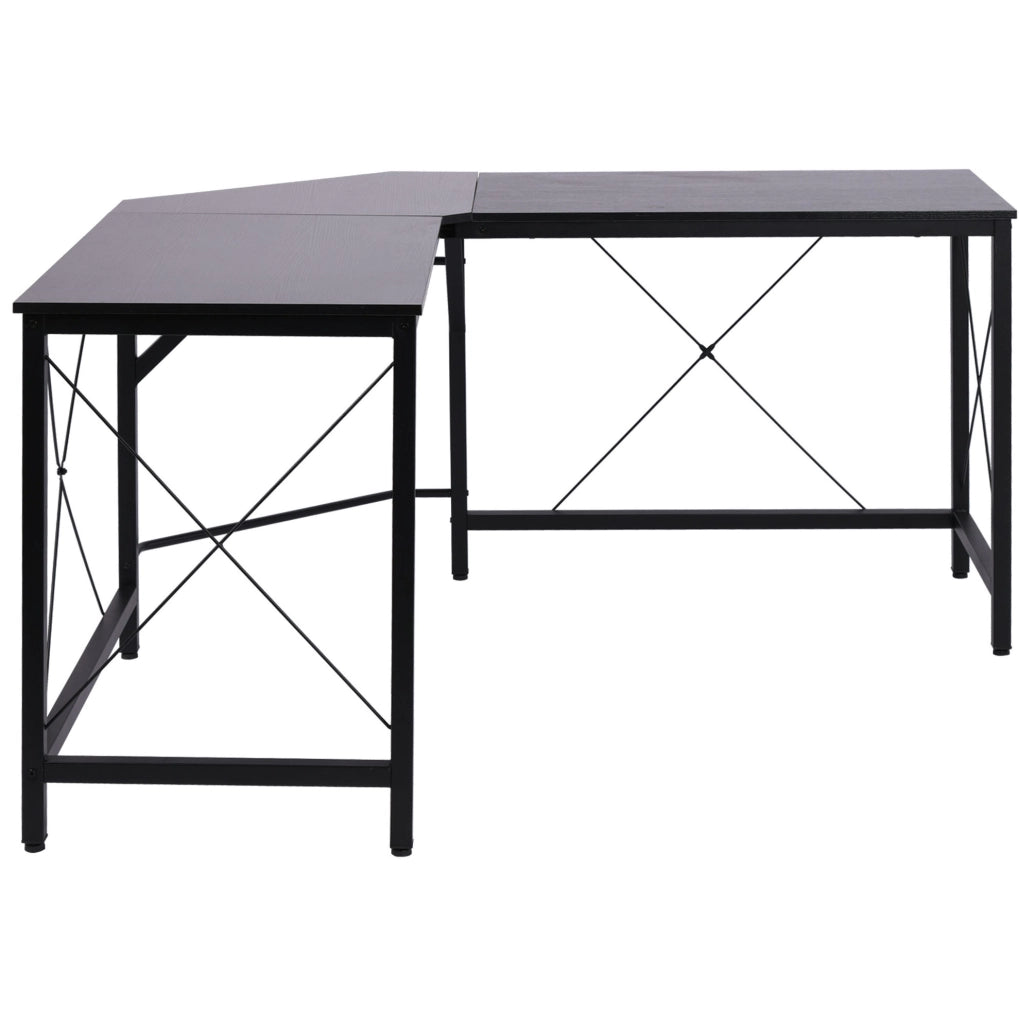Scrivania angolare nera 150x150x76 cm in MDF e acciaio