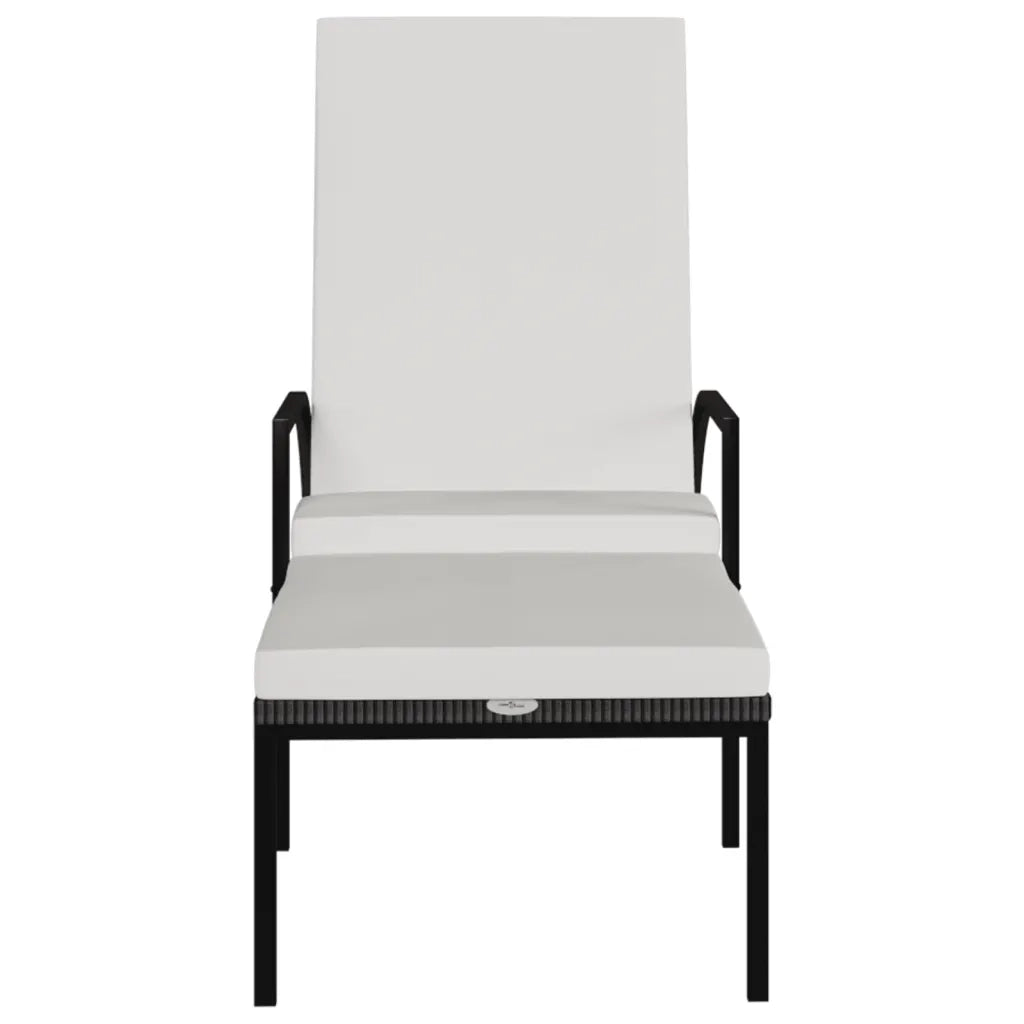 Lettini Prendisole 2 pz con Poggiapiedi in Rattan PE Marrone 317631