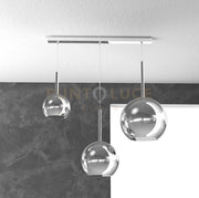 SOSP. CROMO RETTANGOLARE 3 LUCI VETRI (1 X GRANDE+ 1 X MEDIO+ 1 X PICCOLO)TUTTI CROMO 1155CR-S3 RMIX-CR