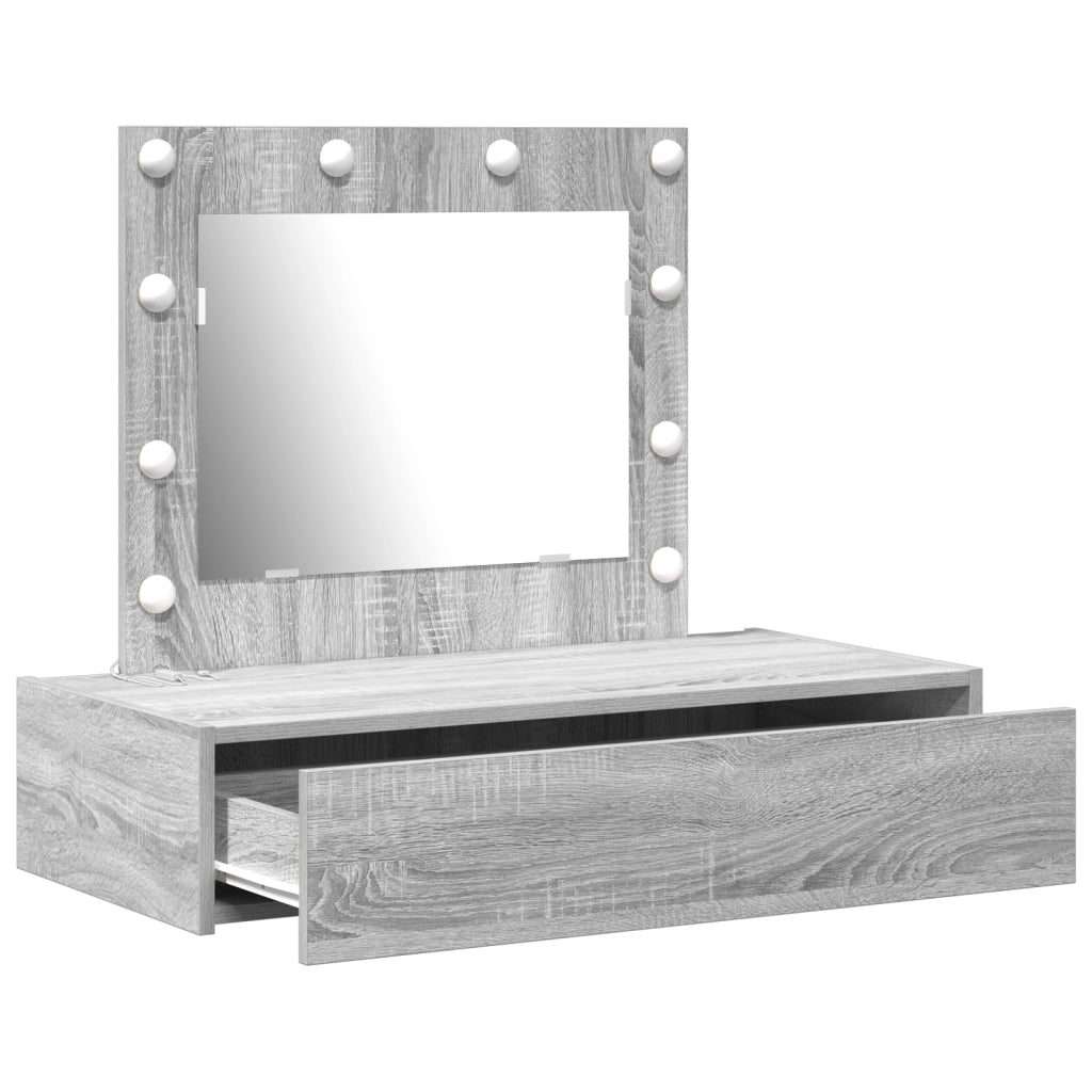 Toeletta da parete con luci LED Grigio sonoma