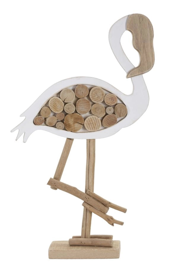 Decorazione Flamingo Nature 31x9x56 cm in Tanoak e Compensato