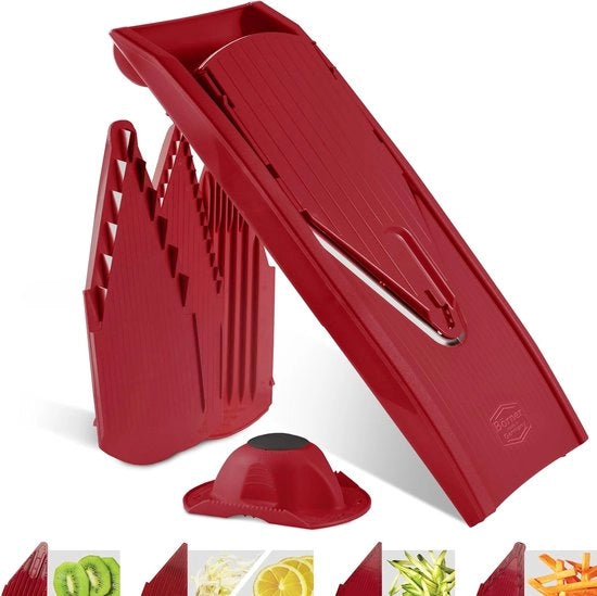 Kit di avvio per affettatrice a dischi - Tagliare verdure a dischi a cubetti - Set a 5 pezzi per affettatrice rossa