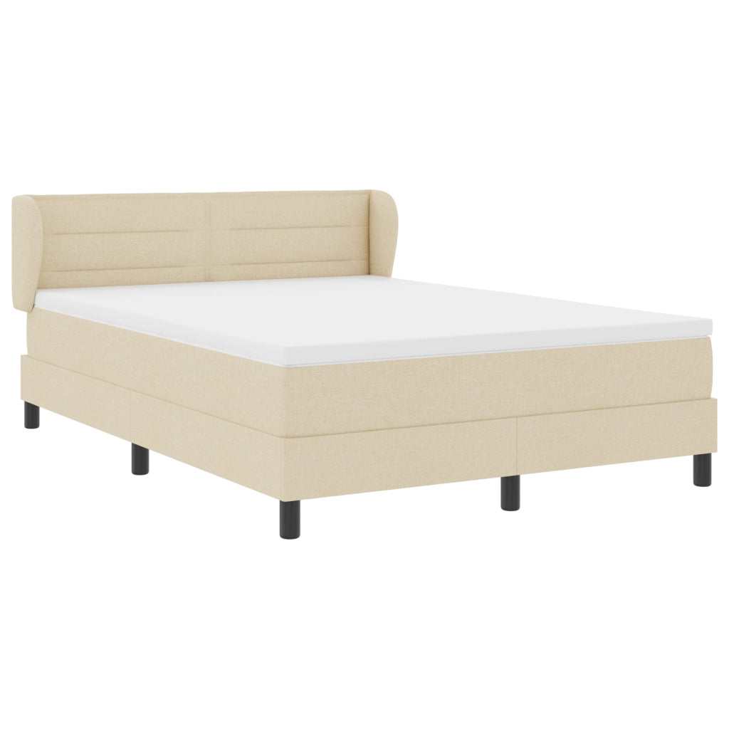 Letto Box Spring con Materasso Crema 140x190 cm Tessuto