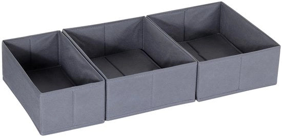 Set di 3 organizzatori a cassetti, compatibili con armadi PAX da 75x35 cm, pieghevoli e stabili, scatole per la conservazione dei vestiti robuste in grigio