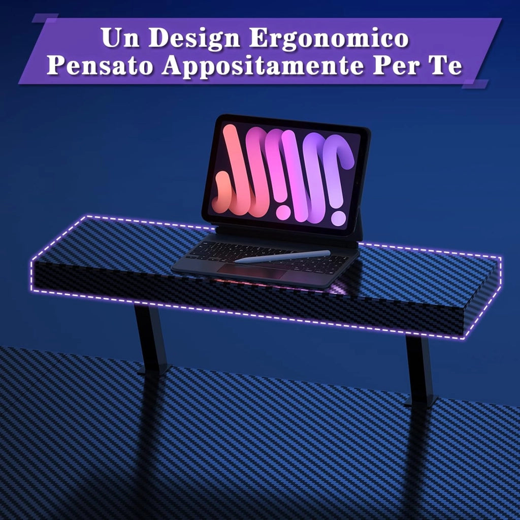 120 x 120 cm Scrivania Gaming Angolare, Scrivania Angolare con Supporto per Monitor per Lo Studio, Il Gioco E Il Lavoro, Scrivania Gaming Ergonomica(Carbonio Nero)