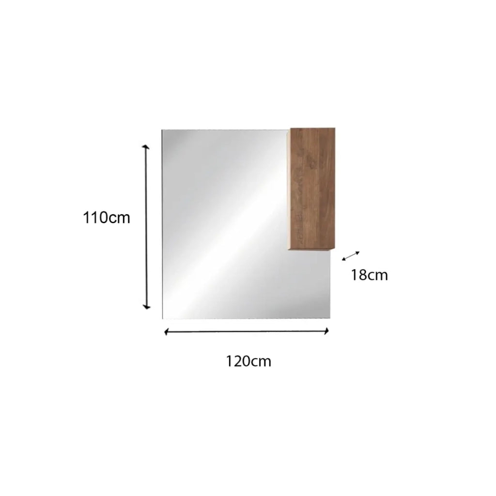 Specchio FRASSI – Design in rovere chiaro con vano portaoggetti – L120 x H110 x P18 cm