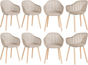 GrandCA HOME Set di 8 Sedie da Pranzo Moderne, Sedie da Cucina con Braccioli e Cuscini di Seduta, Schienale Verticale Cavo e Gambe in Legno per Soggiorno, Balcone, Ufficio - Cachi-mt