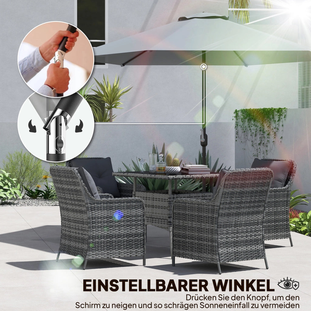 Ombrellone da giardino 3 m con copertura e apertura a vento, grigio ¨C zephmum ¨C inclinabile, a manovella