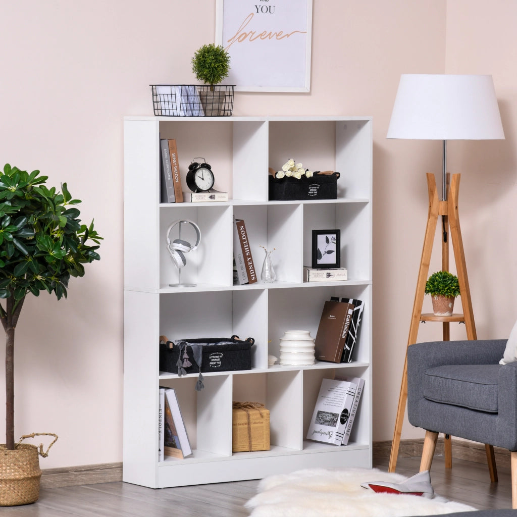 Libreria 4 Livelli 10 Scomparti ¨C zephmum ¨C Bianco 100x24x140