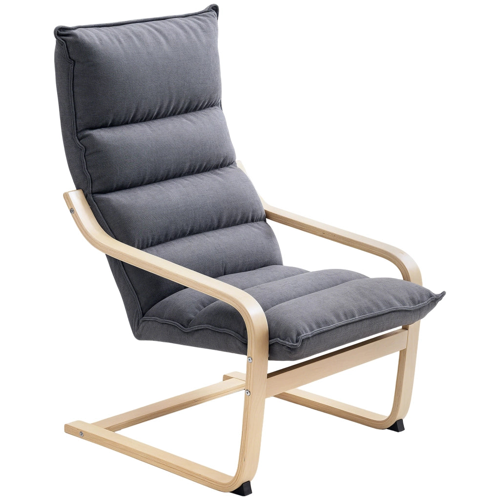 Poltrona a dondolo-Sedia a dondolo Moderna con Braccioli in Legno e Cuscini Spessi in Velluto, 67x83x105 cm, Grigio