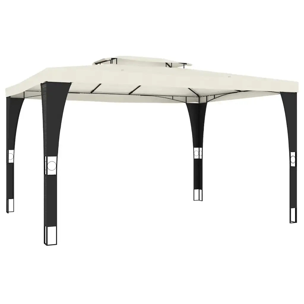 vidaXL Gazebo con Tetto Doppio Crema 3,98x2,98 m in Acciaio
