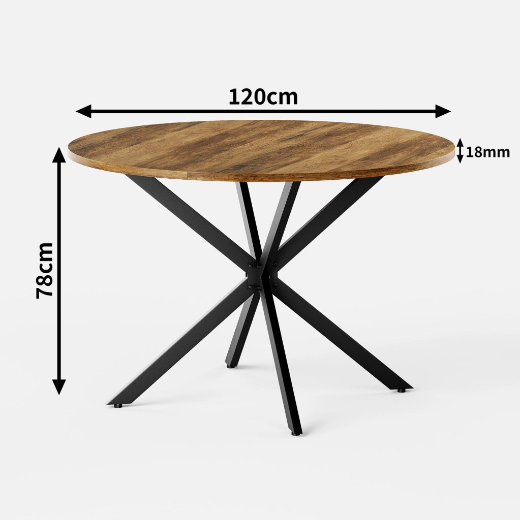 Tavolo rotondo Ø120 cm con gambe a X marrone e nero
