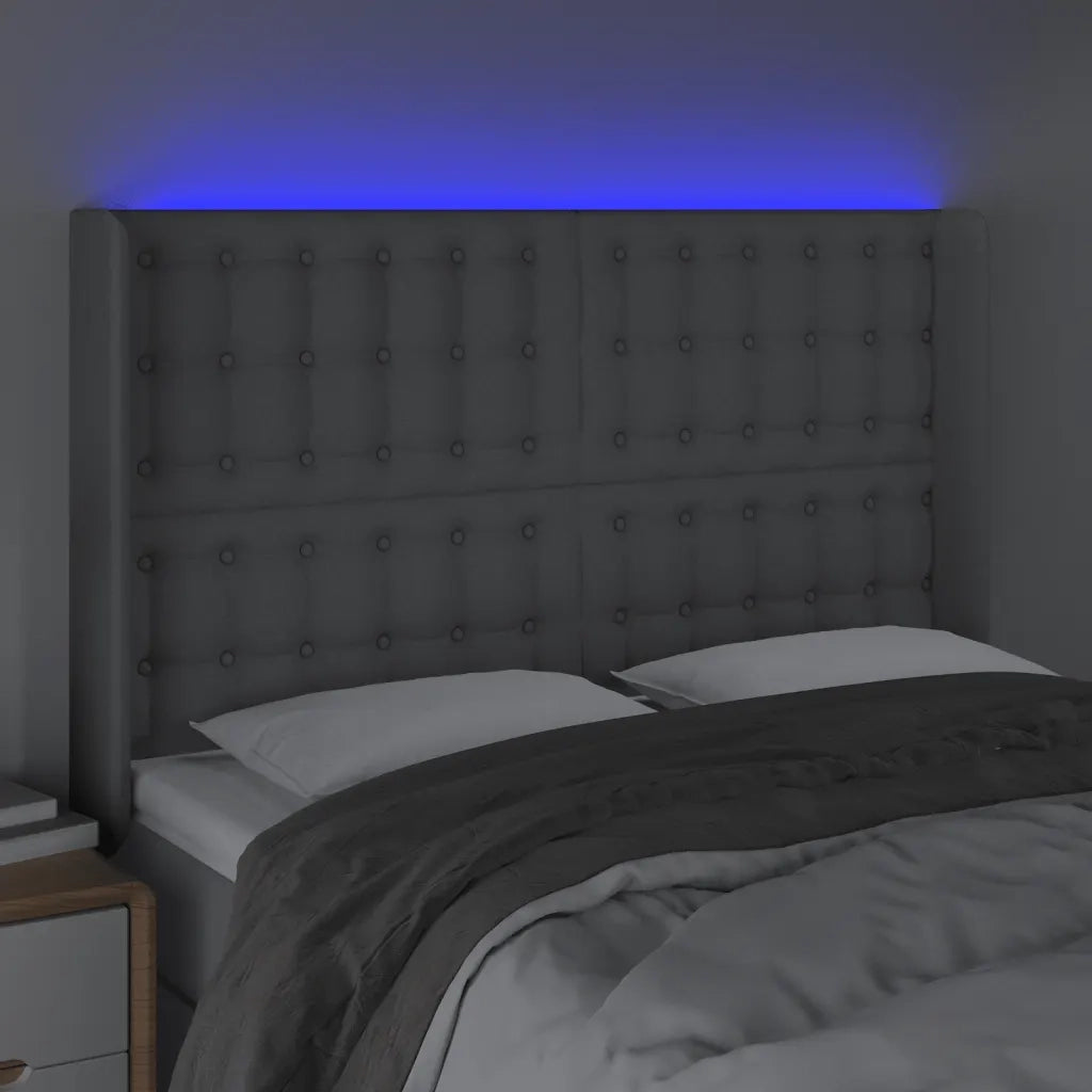 Testiera a LED Grigio Chiaro 147x16x118/128 cm in Tessuto 3124480