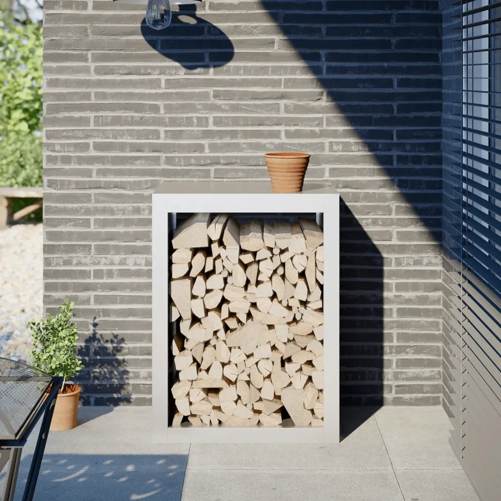 Rastrelliera per Legna da Ardere Bianca 60x40x80 cm in Acciaio 850997