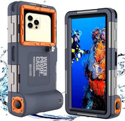 Custodia protettiva per smartphone subacquea, custodia acqua resistente per cellulare, custodia protettiva per cellulare compatibile con la maggior parte dei dispositivi mobili - Nero e arancione