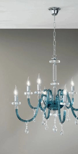 LAMPADARIO DIDO 6 LUCI OTTANIO E CROMO ATTACCO E14 D.65CM